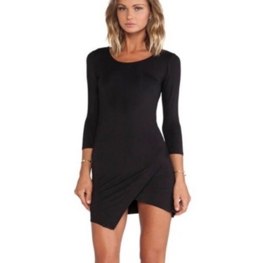 Lovers + Friends Sweet Surrender Stretch Jersey Black Dress Size Large